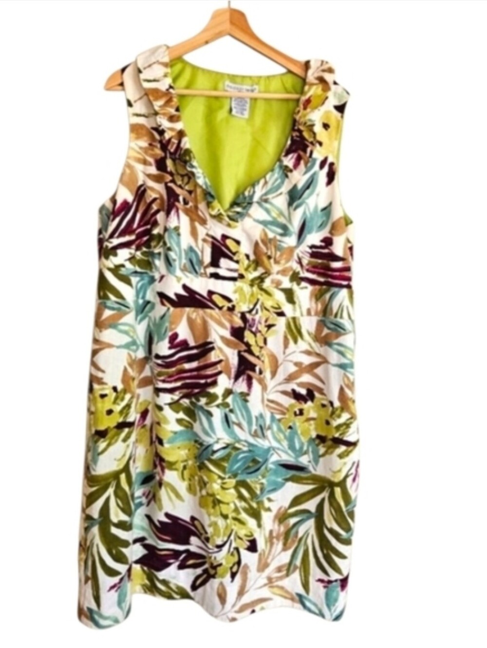 Madison Leigh Plus Palm leaf tropical print hawaiian Resortwear Cruise Linen